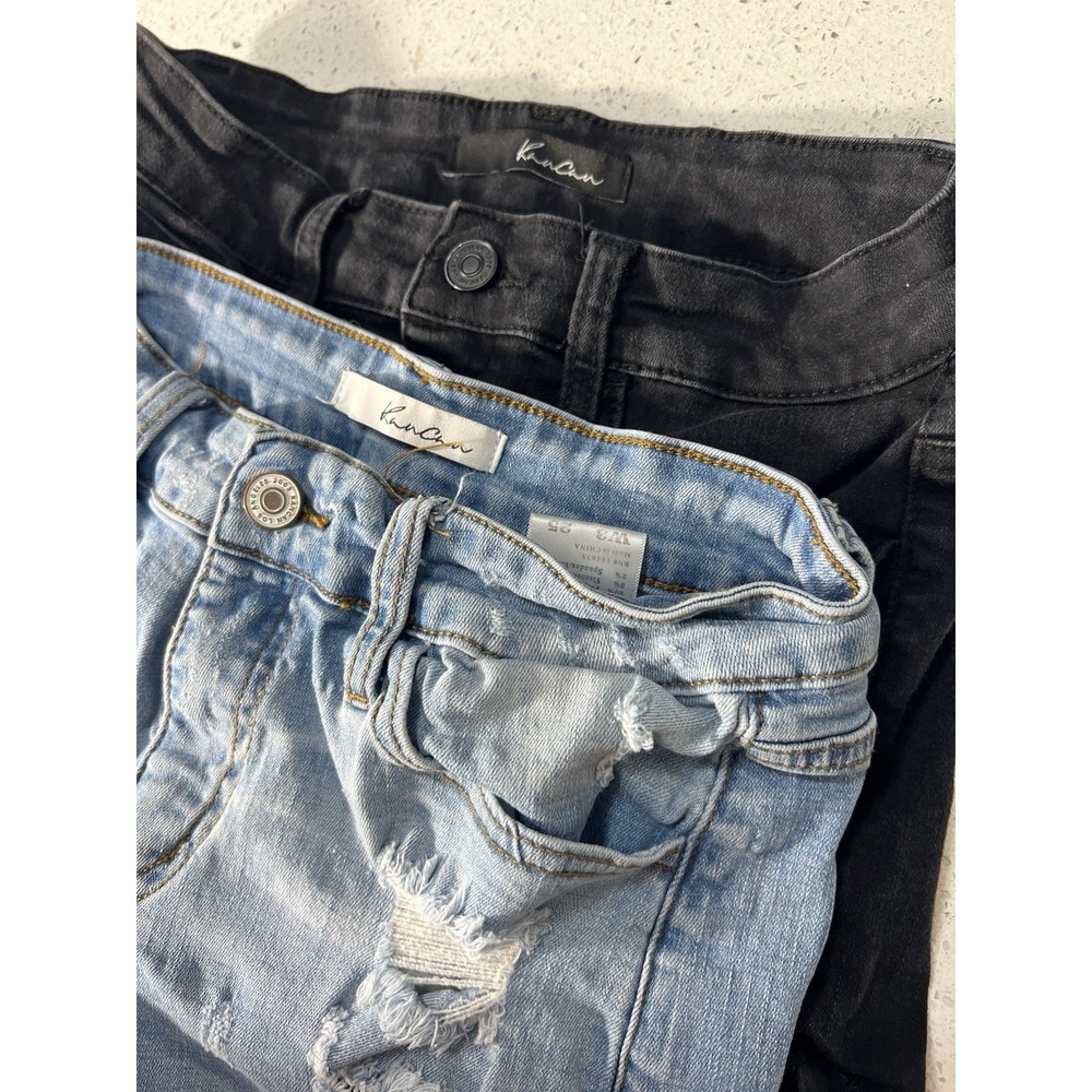 KANCAN High Rise Rolled Hem‎ Distressed Denim Shorts Size 3/25  😍2 Pairs